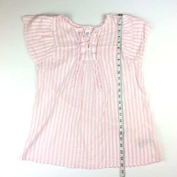 GAP Maternity Pink White Striped Lace-Up Top - Picture 3 of 5